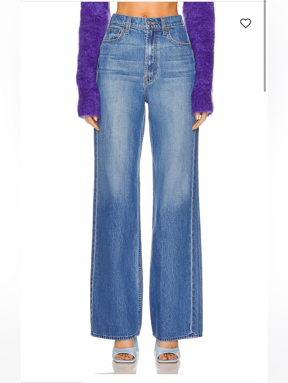 MOTHER High Rise Wide Leg Jeans in Medium Blue